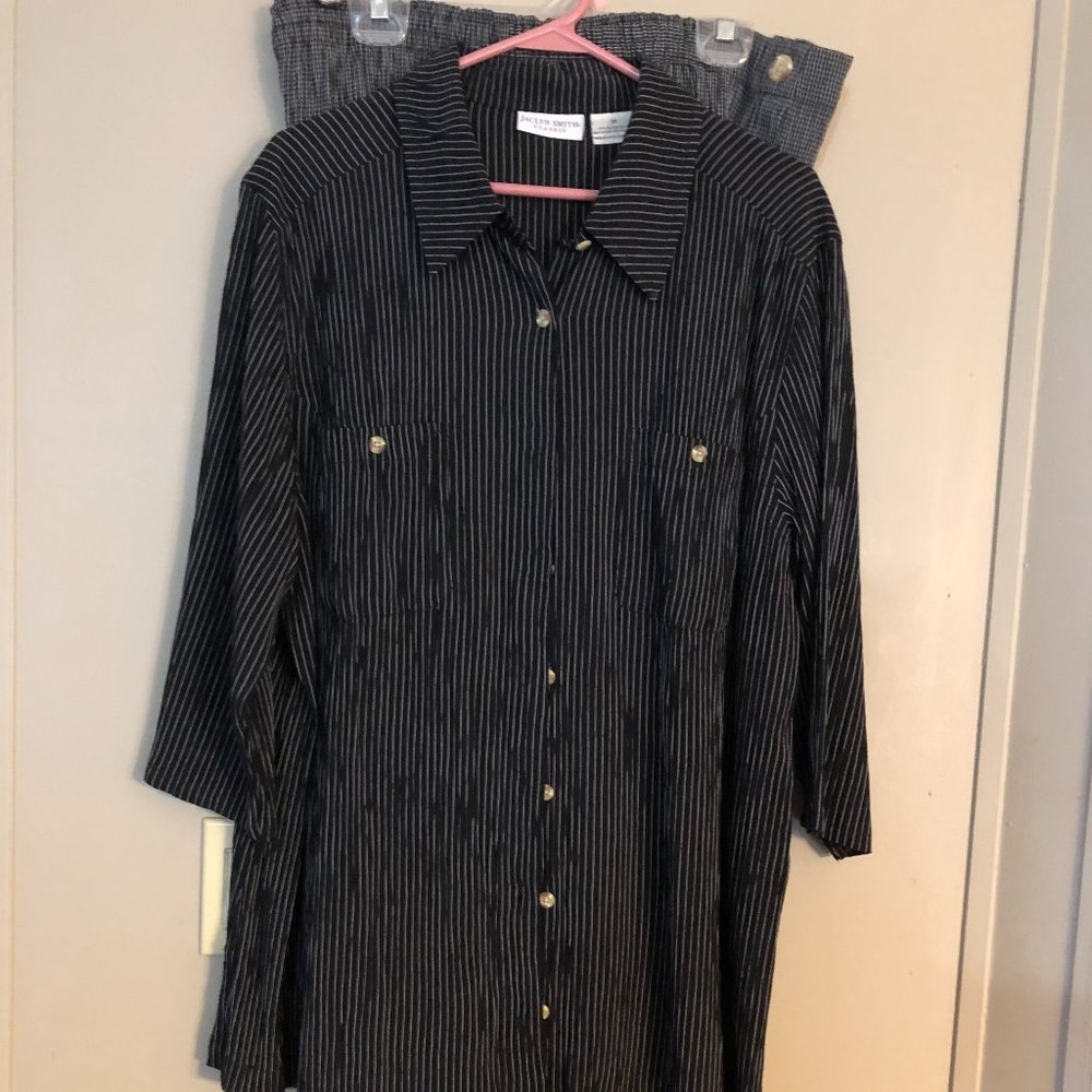 Jaclyn Smith women's black/white pant suit Size 1X